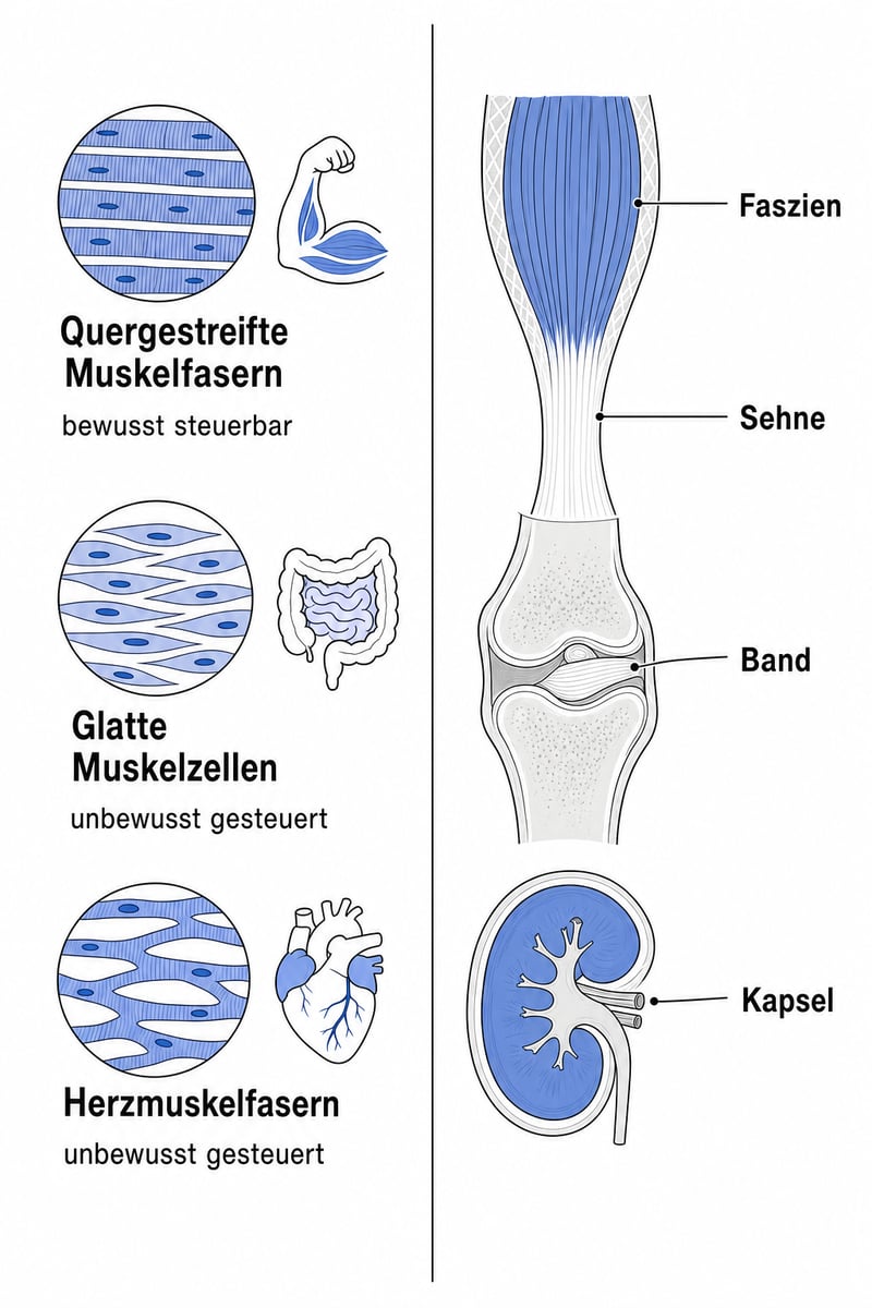 Muskel- und Bindegewebetypen Diagramm