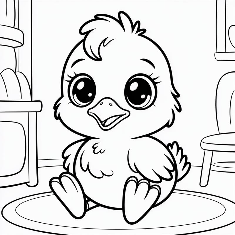 Cute Animated Chick Sitting Crossed Legs