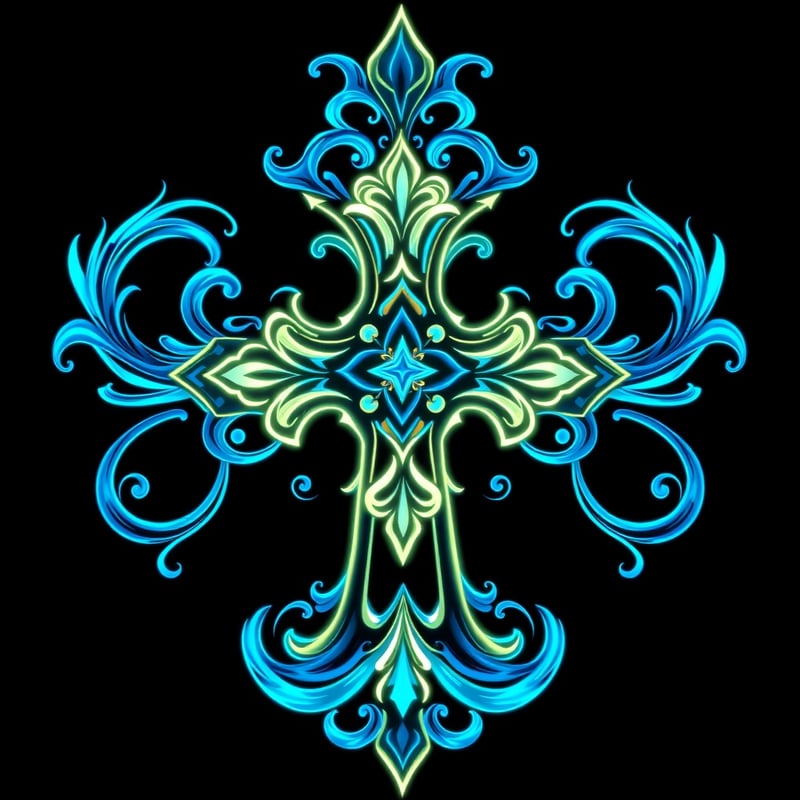 Symmetrical Fantasy Cross Illustration