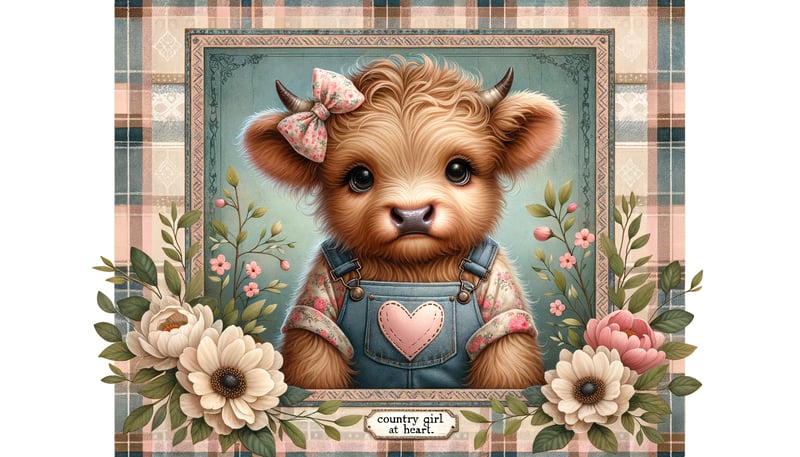 Whimsical Baby Highland Cow Illustration