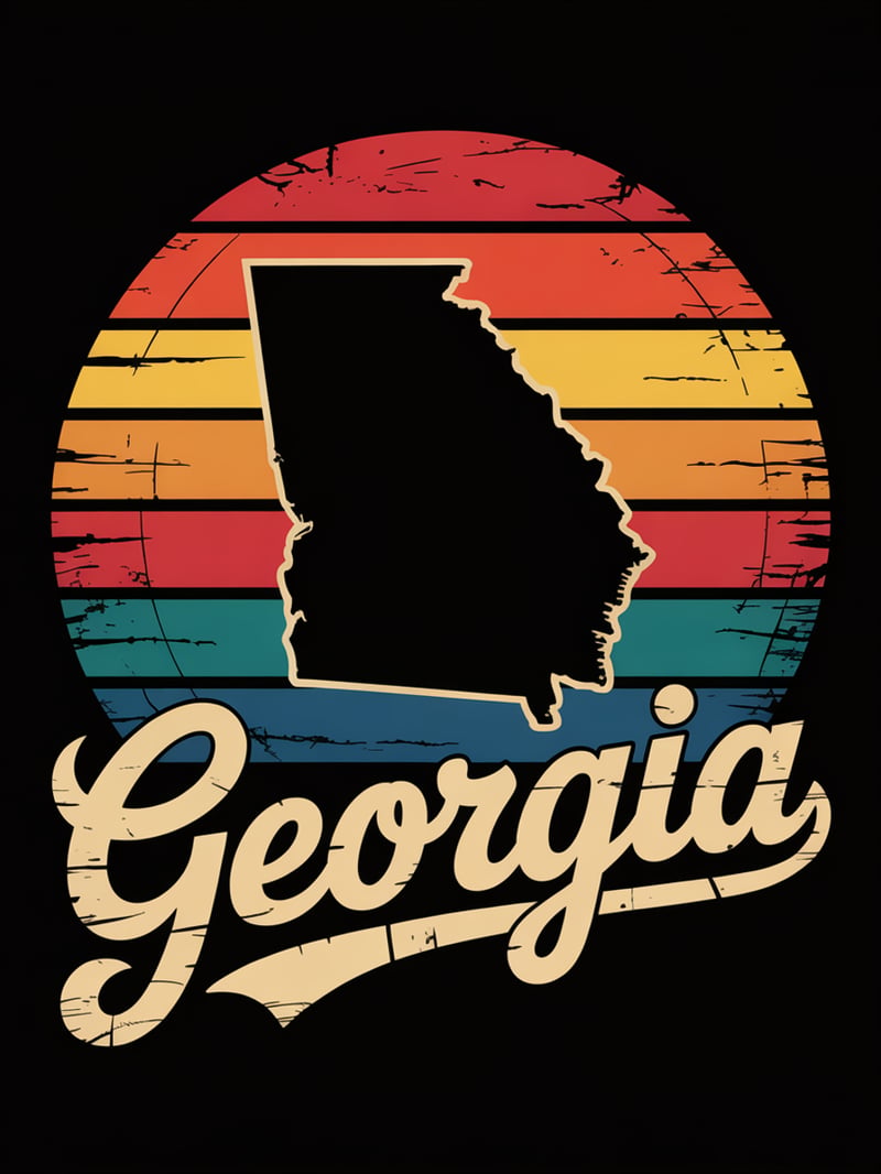Retro Georgia Sunset T-Shirt Design