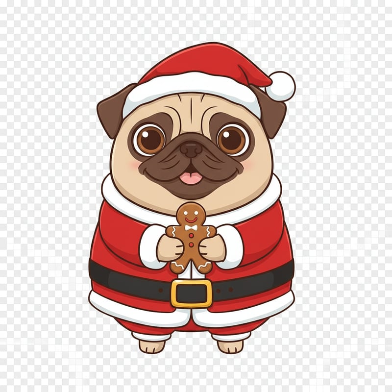 Pug in Santa Suit Cartoon