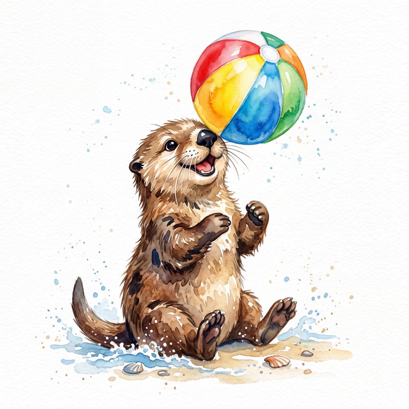 Playful Otter with Beach Ball