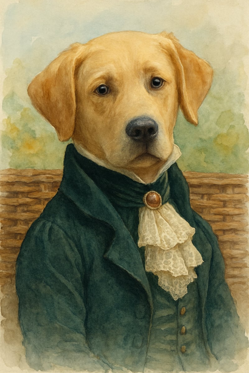 Victorian Dog Portrait Watercolor
