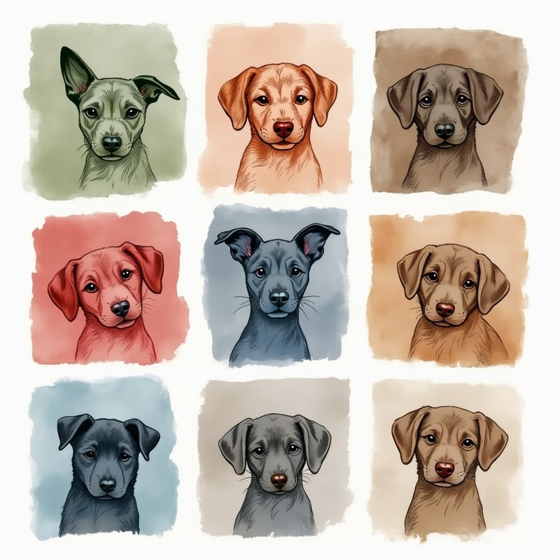 Watercolor Puppy Collage in Earth Tones