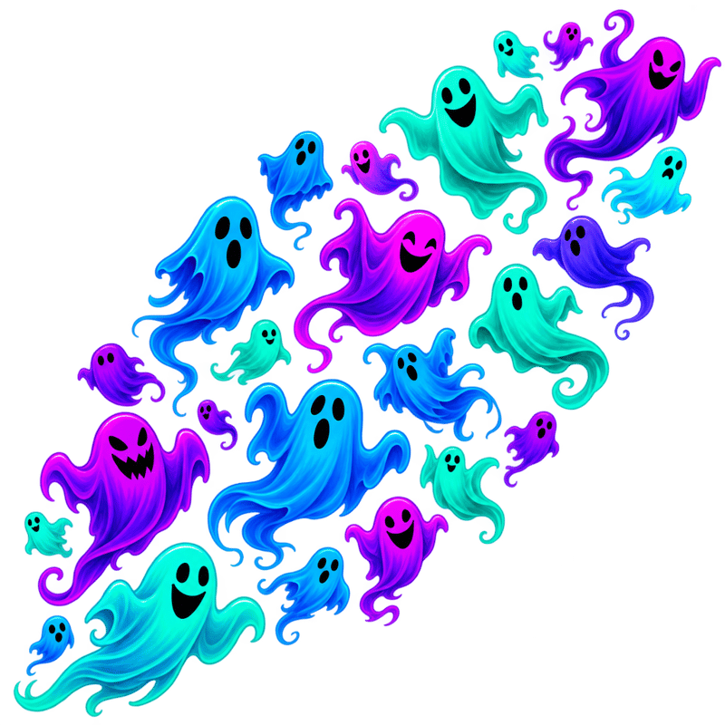 Neon Ghosts Vector Illustration