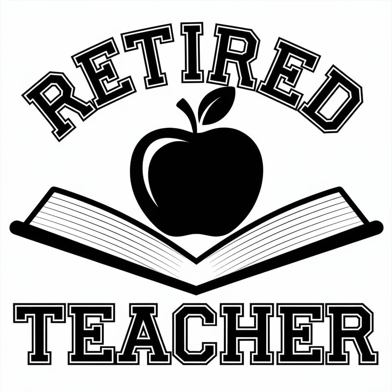 Retired Teacher Apple and Book Design