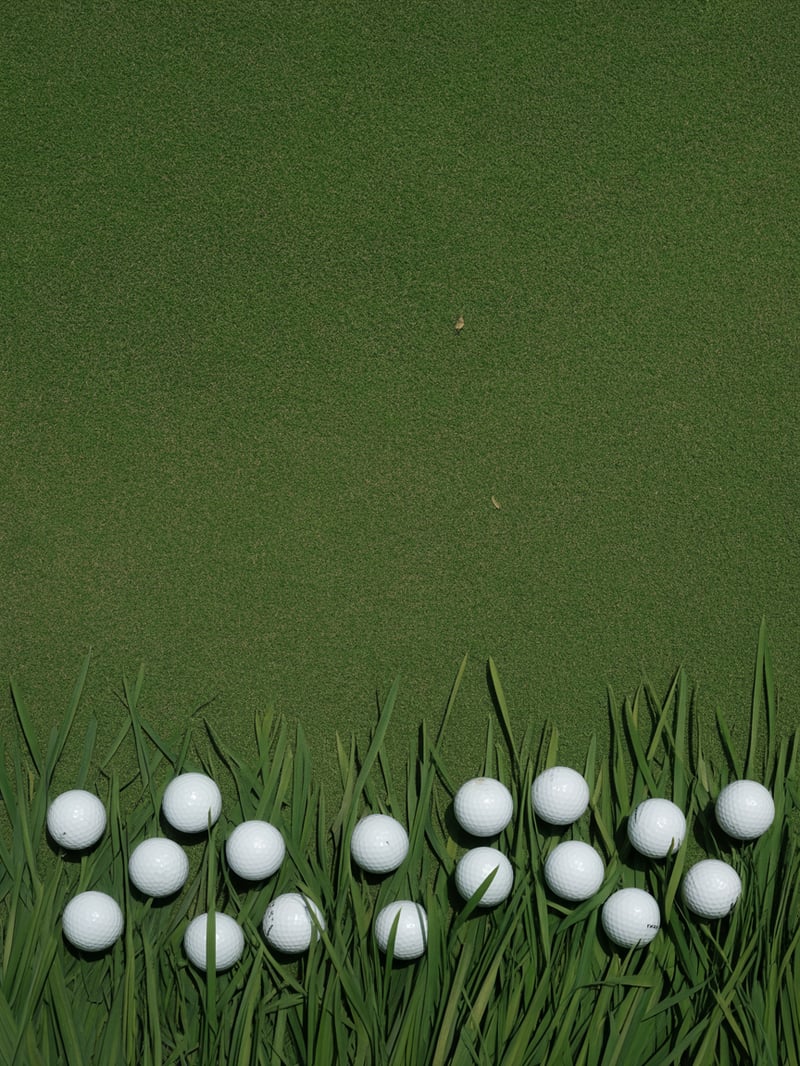Scattered Golf Balls on Grass