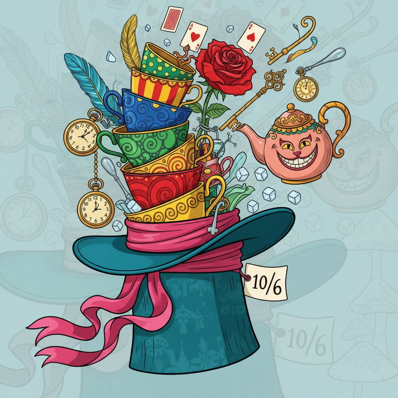 Whimsical Mad Hatter Hat Illustration