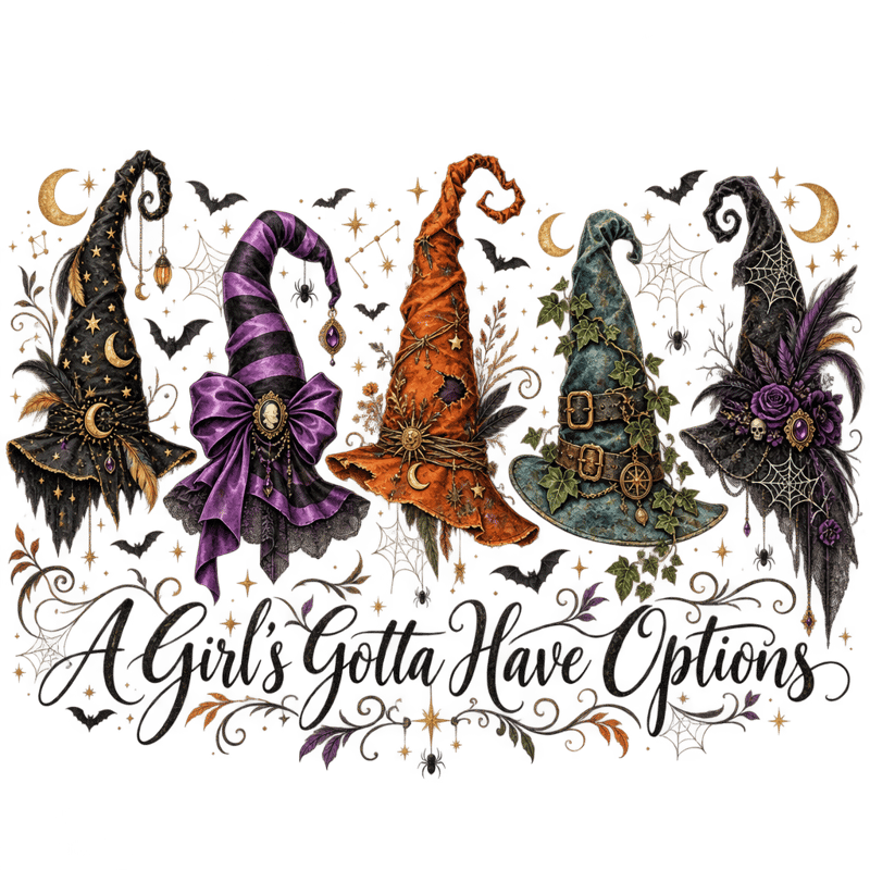Whimsical Witch Hats Halloween Graphic