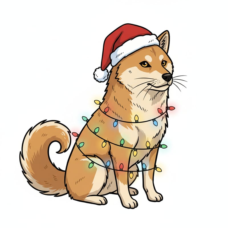 Shiba Inu with Christmas Lights