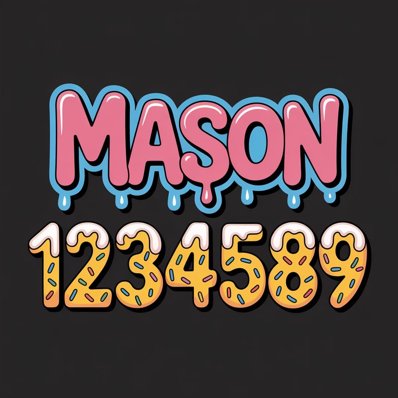 Pink Graffiti Text with Decorative Numbers