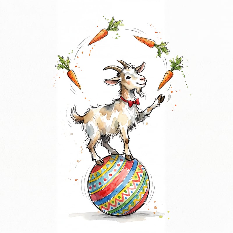 Goat Juggling on Circus Ball