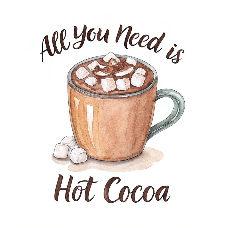 Watercolor Hot Chocolate Mug Illustration