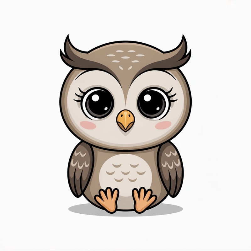 Cute Animated Baby Owl Art