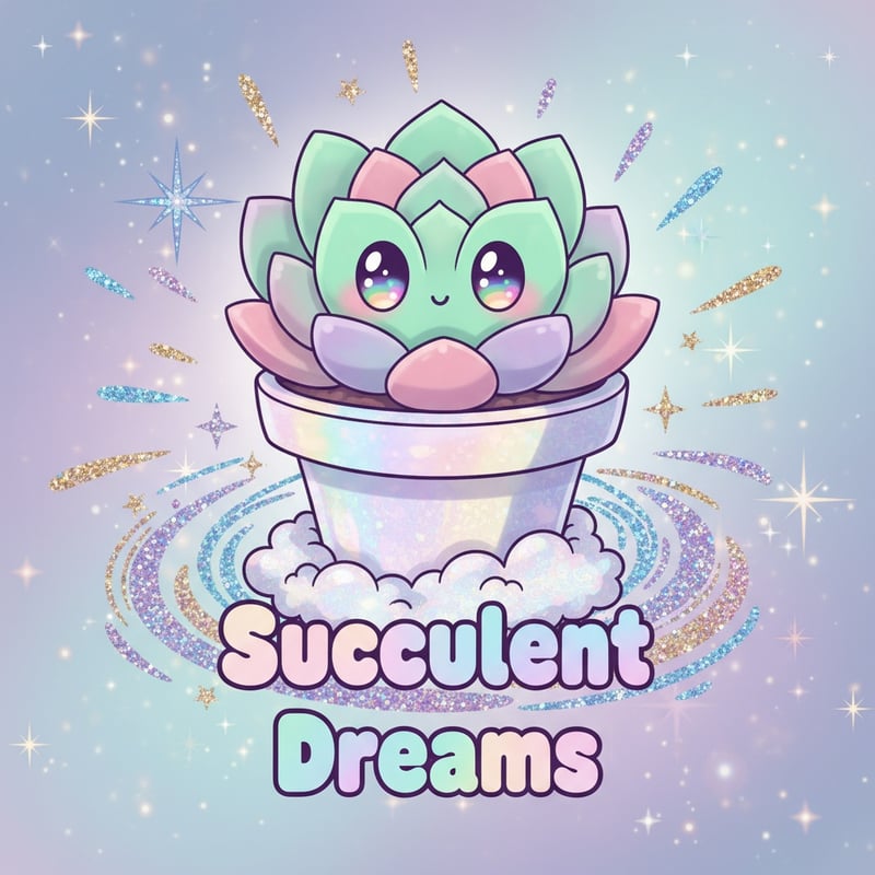 Kawaii Chibi Succulent in Holographic Pot