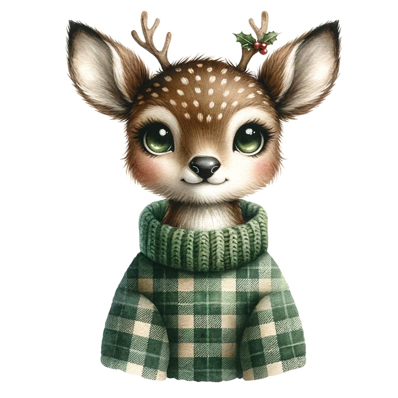 Woodland Deer in Christmas Sweater