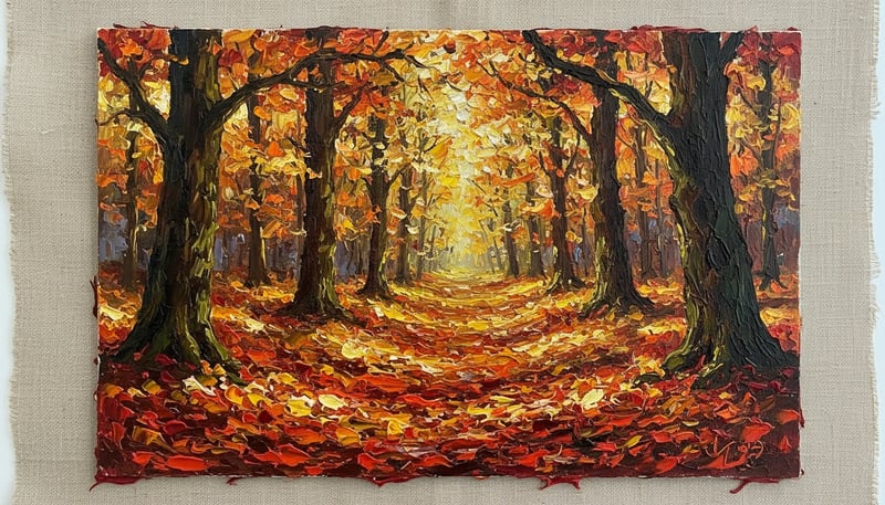 Autumn Forest Path Oil Painting