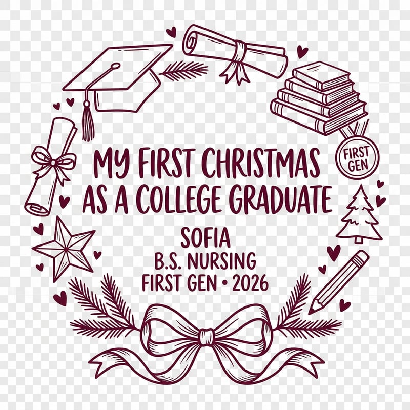Graduation Christmas Line Art Design
