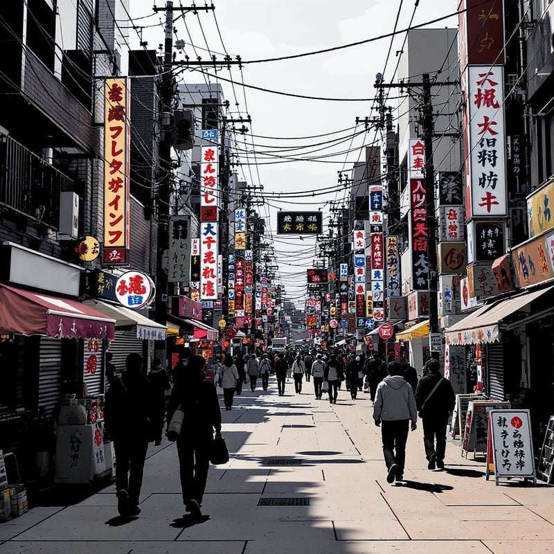 Osaka Street Scene Illustration