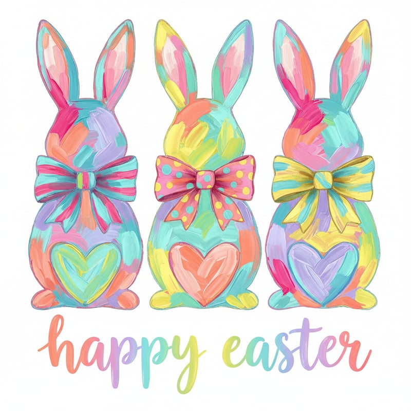 Vibrant Easter Bunny Brushstroke Art