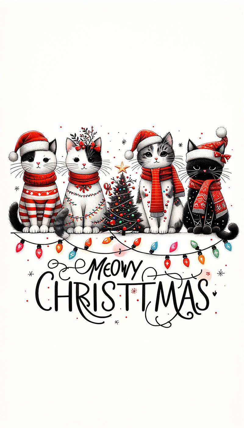 Festive Holiday Cats Christmas Design