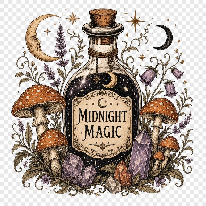 Midnight Magic Witch Potion Illustration