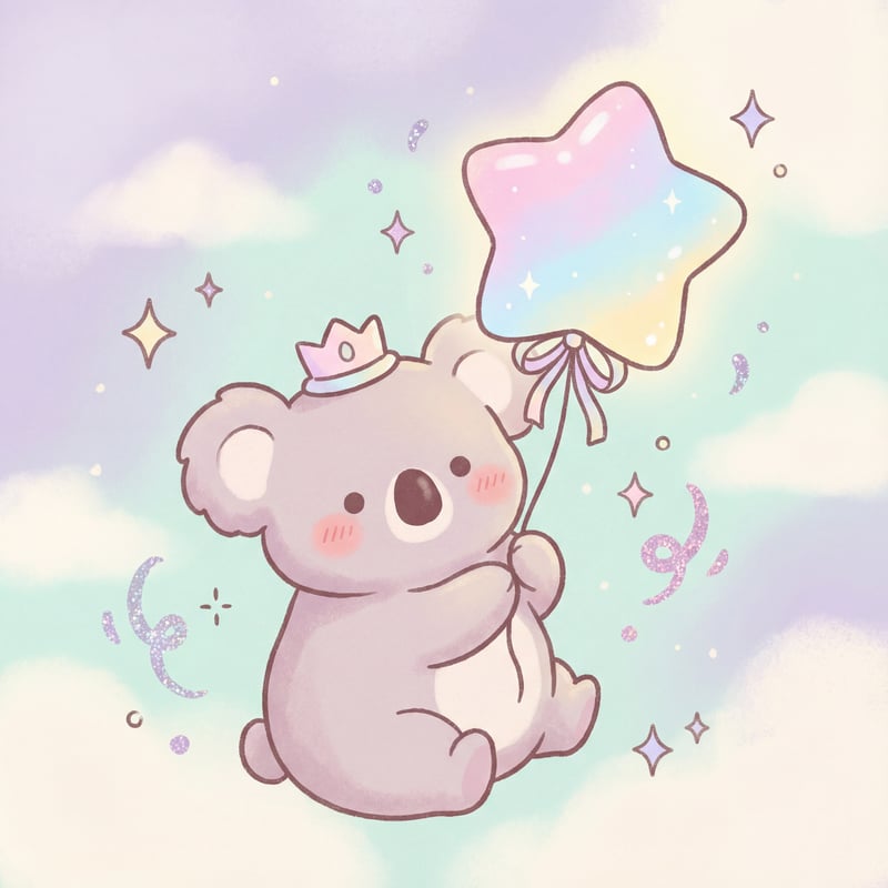 Chubby Koala with Star Balloon