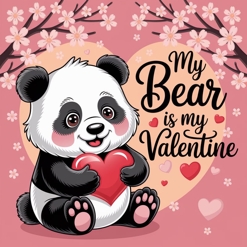 Cute Panda Valentine Art
