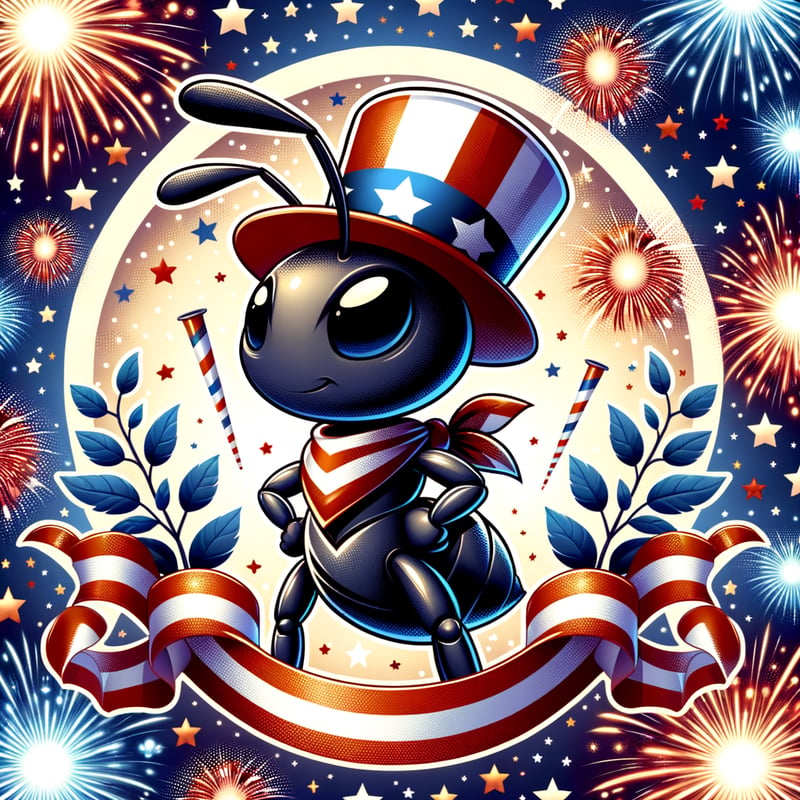 Cartoon Ant with Patriotic Bandana