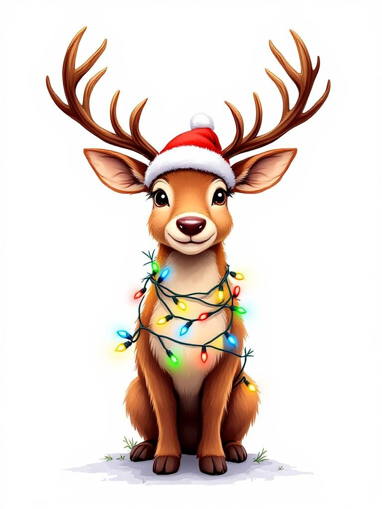 Festive Reindeer Holiday Illustration