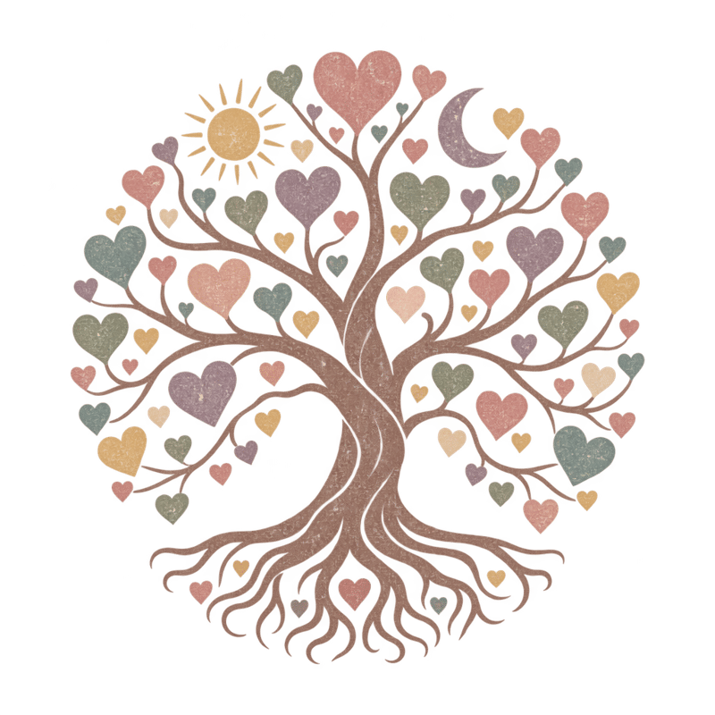 Vintage Tree of Life Heart Graphic