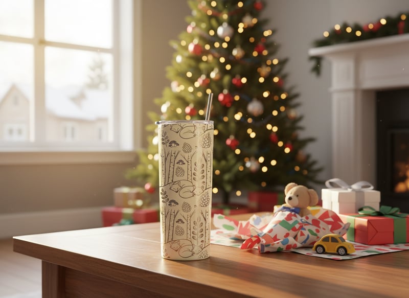 Christmas Morning with Ivory Skinny Tumbler