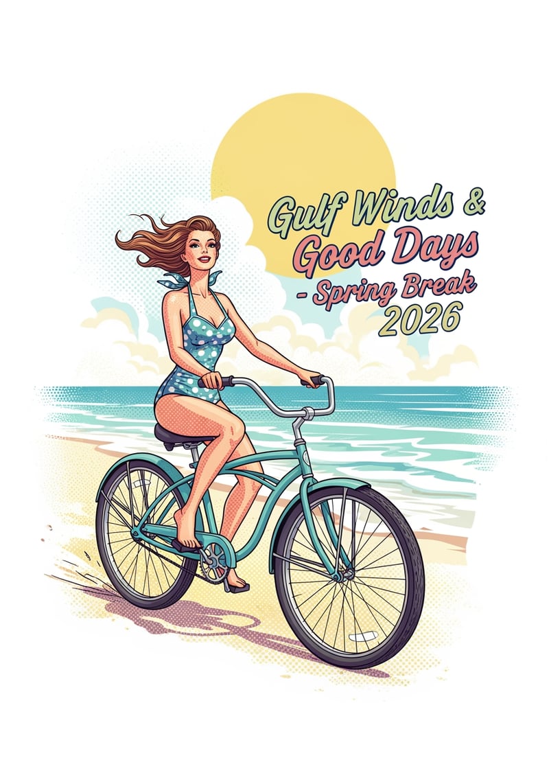 Spring Break Pin-Up on Vintage Cruiser