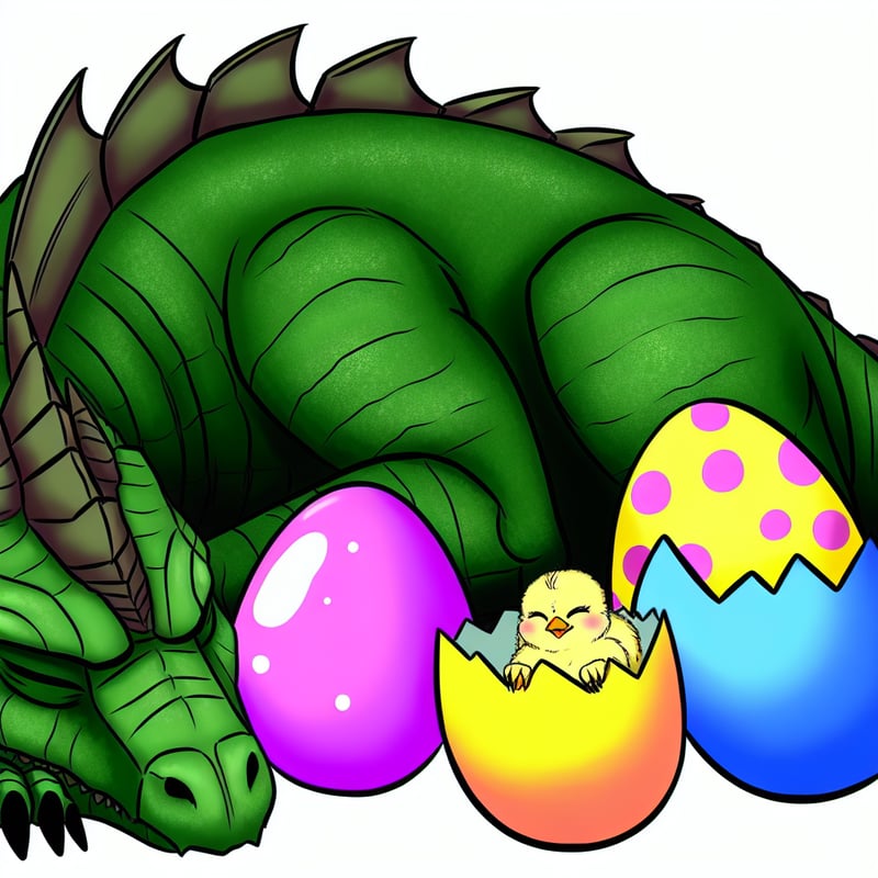 Chibi Godzilla on Easter Eggs