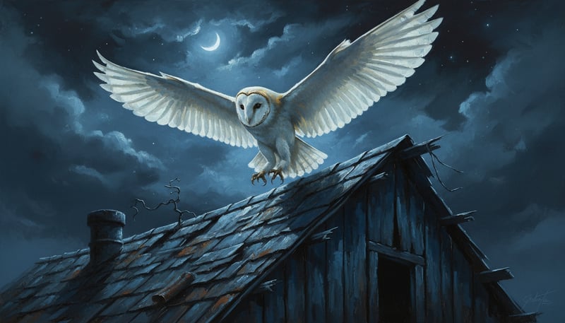 Barn Owl in Flight at Dusk