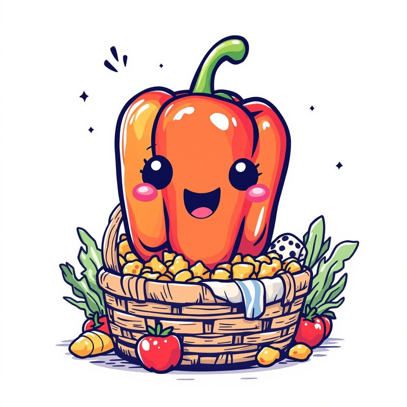 Kawaii Bell Pepper T-Shirt Design