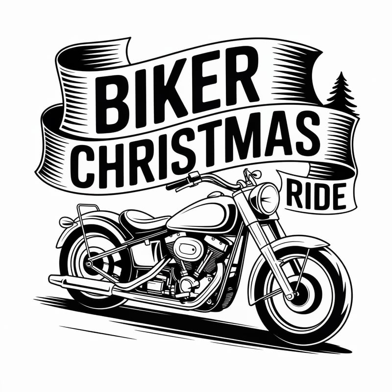 Biker Christmas Ride Vector Art