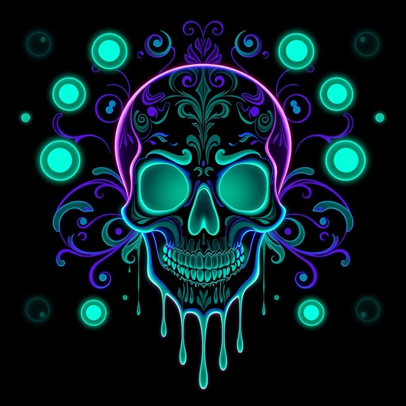 Symmetrical Glowing Fantasy Skull Art