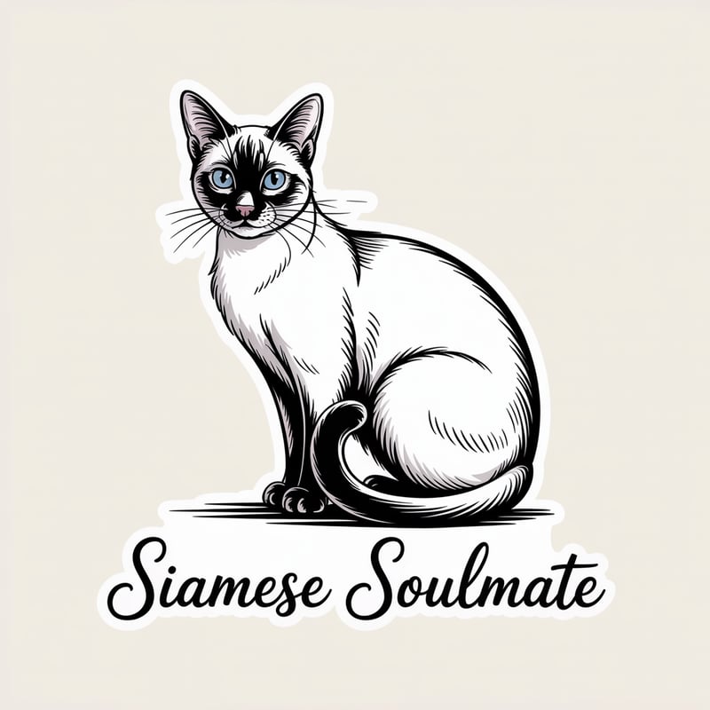 Minimalist Siamese Cat Line Art