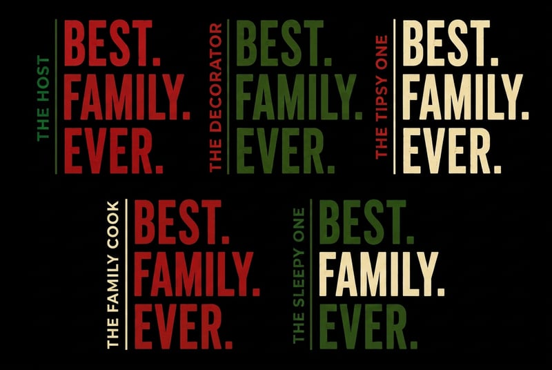 Family Christmas Roles Typography Designs