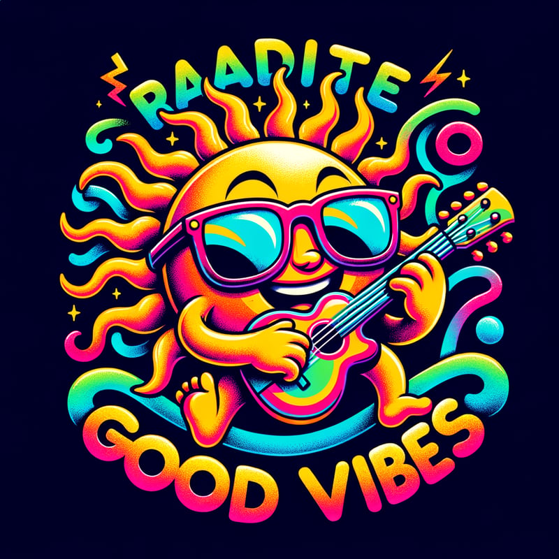 Funky Cartoon Sun with Neon Glasses