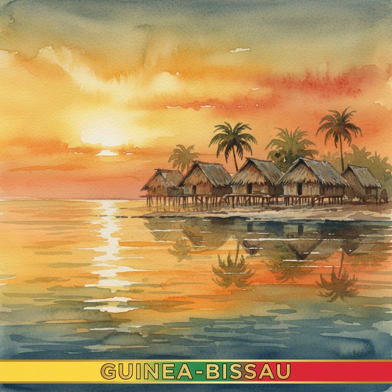 Humid Dusk Watercolor of Bissau