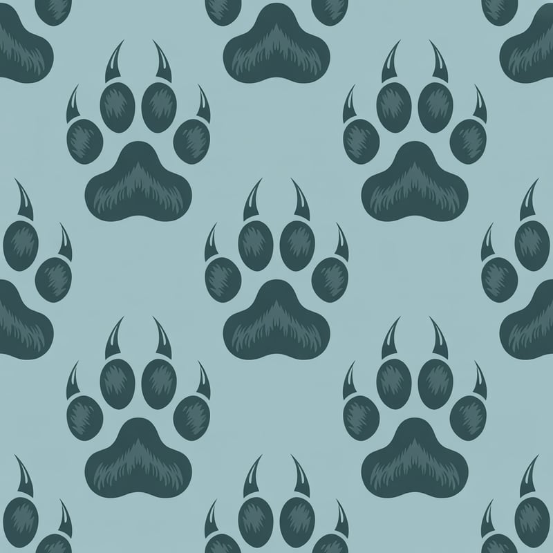 Cougar Paw Print Seamless Pattern