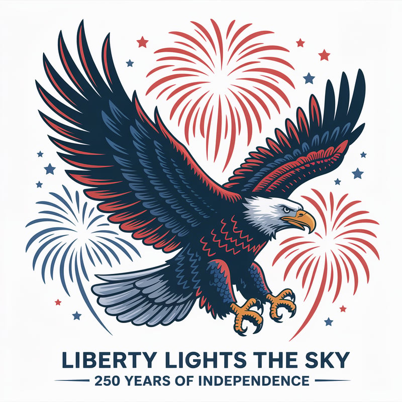Eagle with Patriotic Fireworks