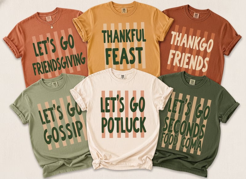 Friendsgiving Shirt Collection Overhead Flat-Lay
