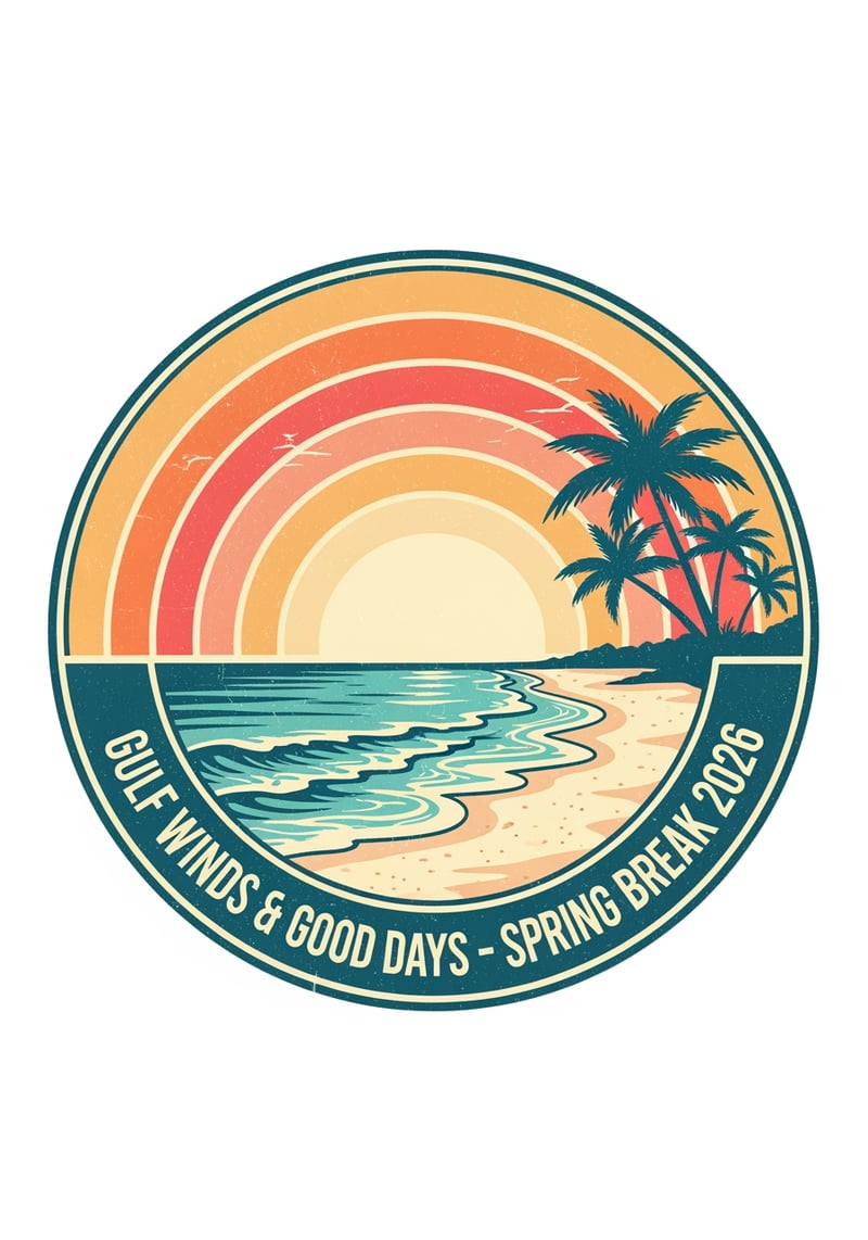 Retro Gulf Coast Sunset Badge