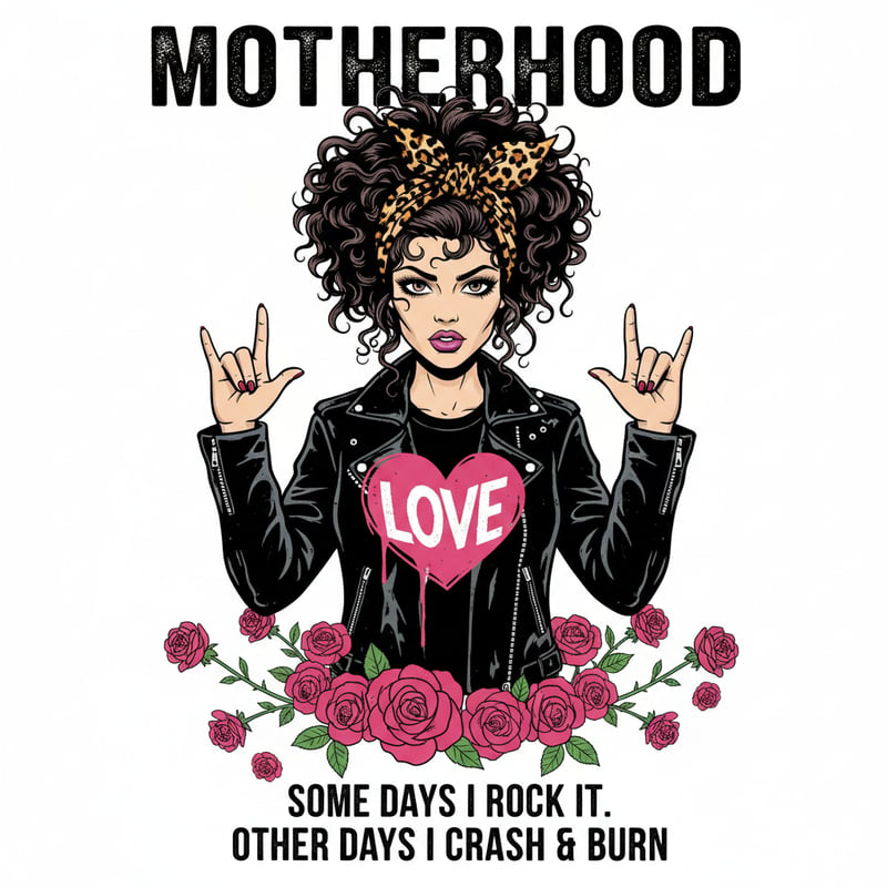 Rebellious Mother Rock-and-Roll Illustration