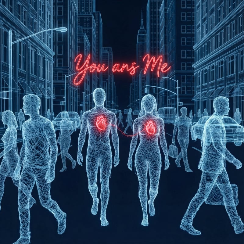X-ray NYC Street with Glowing Hearts