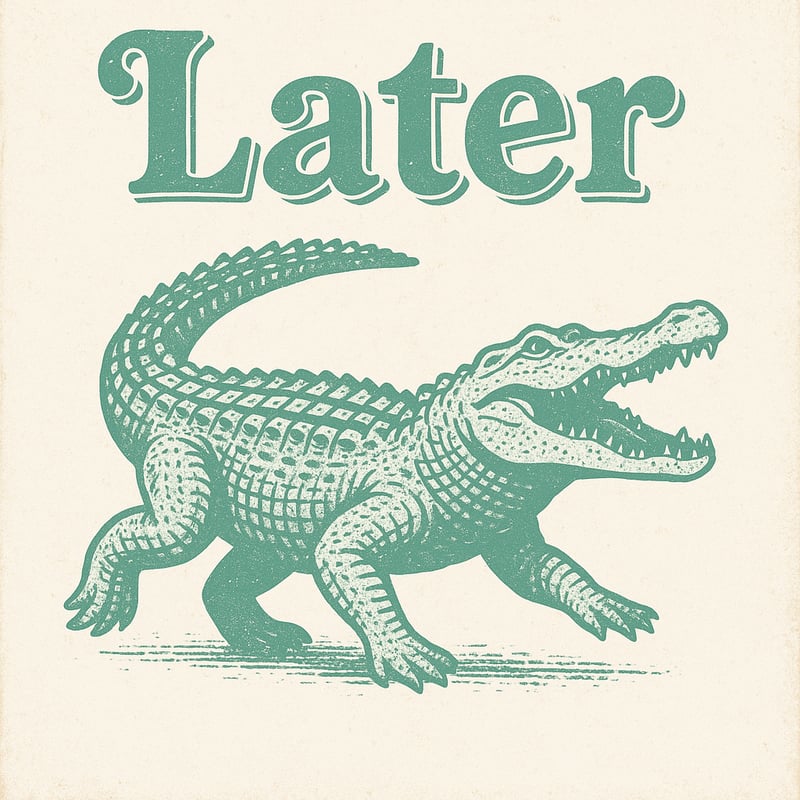 Vintage Mint Green Alligator Design